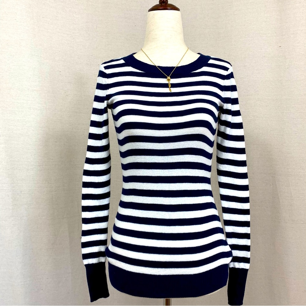 Express Navy White Stripe Sweater